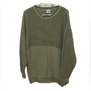 Columbia mens crewneck fisherman cotton sweater, tan or beige XL or 2X